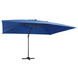 vidaXL Sombrilla voladiza luces LED y poste aluminio azul 400x300 cm