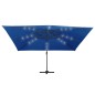 vidaXL Sombrilla voladiza luces LED y poste aluminio azul 400x300 cm vidaXL Sombrilla voladiza luces LED y poste aluminio azul 400x300 cm
