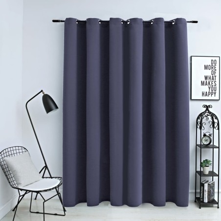 vidaXL Cortina opaca con anillas de metal gris antracita 290x245 cm