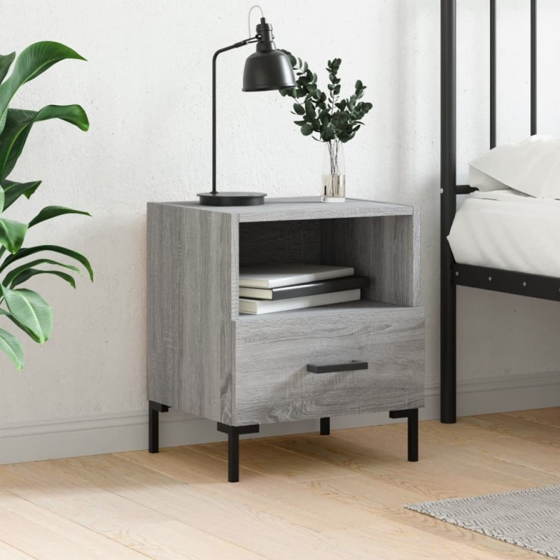 vidaXL Mesita de noche madera de ingeniería gris Sonoma 40x35x47,5 cm vidaXL Mesita de noche madera de ingeniería gris Sonoma 40x35x47,5 cm