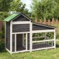 vidaXL Caseta para perros madera maciza de pino gris 143x60,5x109 cm
