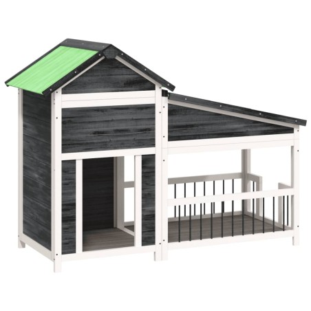 vidaXL Caseta para perros madera maciza de pino gris 143x60,5x109 cm