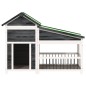 vidaXL Caseta para perros madera maciza de pino gris 143x60,5x109 cm