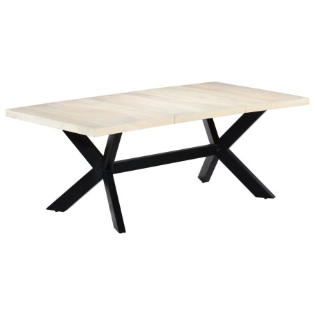 vidaXL Mesa de comedor madera maciza de mango blanco 200x100x75 cm 