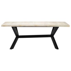 vidaXL Mesa de comedor madera maciza de mango blanco 200x100x75 cm 