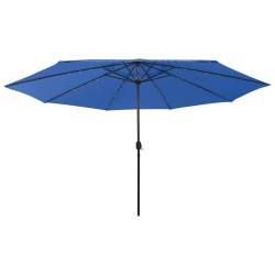 vidaXL Sombrilla de jardín con luces LED palo de metal 400 cm azul