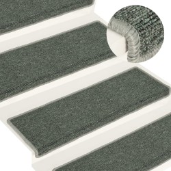 vidaXL Alfombras de peldaños de escalera 15 uds verde 65x21x4 cm