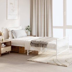 vidaXL Estructura cama metal con cabecero y pie cama blanca 107x203 cm