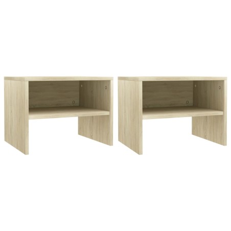 vidaXL Mesitas de noche 2 uds contrachapada color roble 40x30x30 cm