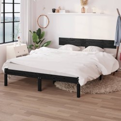 vidaXL Estructura de cama de madera maciza de pino negra 160x200 cm