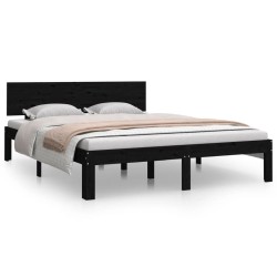 vidaXL Estructura de cama de madera maciza de pino negro 140x190 cm