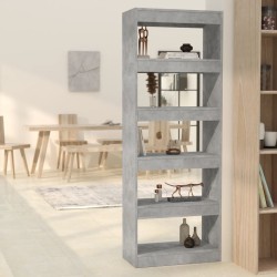 vidaXL Estantería/divisor madera ingeniería gris hormigón 60x30x166 cm
