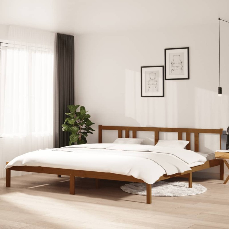 vidaXL Estructura de cama madera maciza marrón miel 200x200 cm