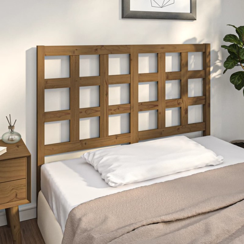 vidaXL Cabecero de cama madera maciza pino marrón miel 125,5x4x100 cm vidaXL Cabecero de cama madera maciza pino marrón miel 125,5x4x100 cm