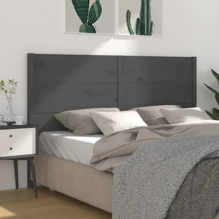 vidaXL Cabecero madera maciza de pino gris 126x4x100 cm