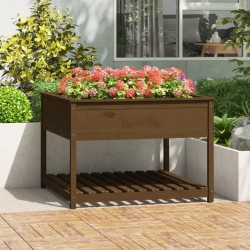 vidaXL Jardinera y estante madera maciza pino marrón 111,5x111,5x81 cm