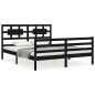 vidaXL Estructura de cama con cabecero madera maciza negro 160x200 cm vidaXL Estructura de cama con cabecero madera maciza negro 160x200 cm