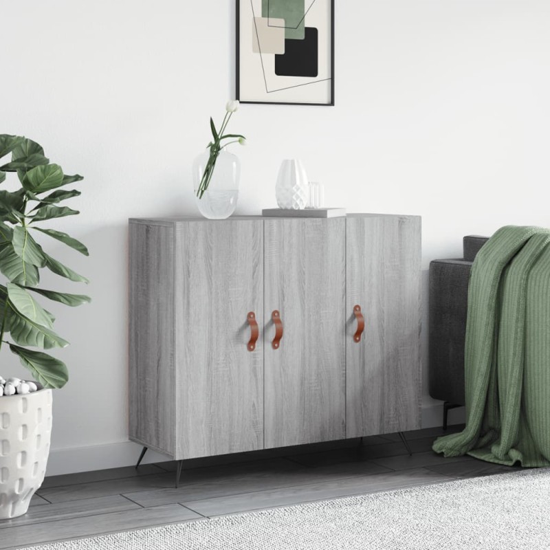 vidaXL Aparador de madera de ingeniería gris Sonoma 90x34x80 cm vidaXL Aparador de madera de ingeniería gris Sonoma 90x34x80 cm
