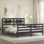 vidaXL Estructura de cama con cabecero madera maciza negro 160x200 cm vidaXL Estructura de cama con cabecero madera maciza negro 160x200 cm
