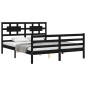 vidaXL Estructura de cama con cabecero madera maciza negro 160x200 cm vidaXL Estructura de cama con cabecero madera maciza negro 160x200 cm