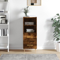 vidaXL Aparador madera de ingeniería roble ahumado 34,5x34x90 cm