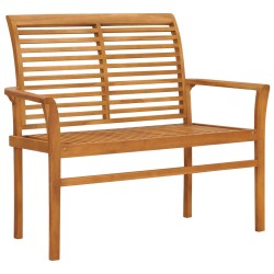vidaXL Banco de jardín madera de teca con cojín estampado hojas 112 cm