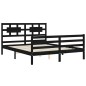 vidaXL Estructura de cama con cabecero madera maciza negro 160x200 cm vidaXL Estructura de cama con cabecero madera maciza negro 160x200 cm