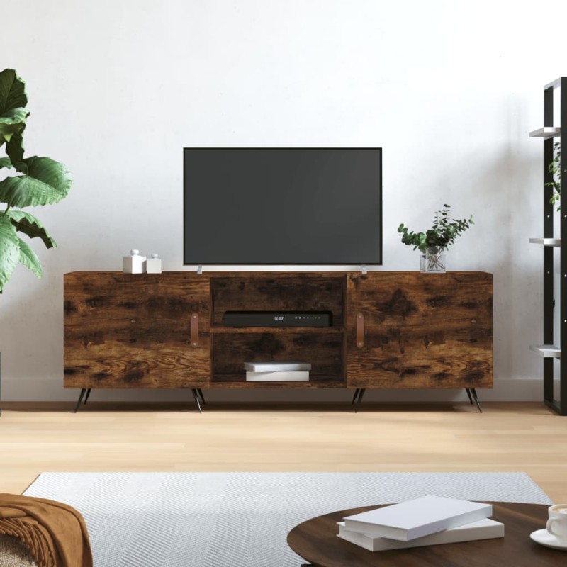 vidaXL Mueble de TV madera de ingeniería roble ahumado 150x30x50 cm vidaXL Mueble de TV madera de ingeniería roble ahumado 150x30x50 cm