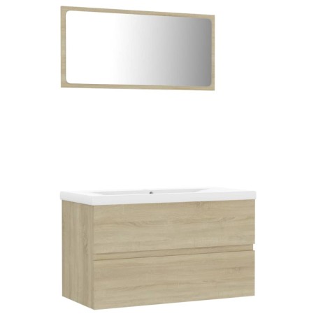 vidaXL Juego de muebles de baño madera de ingeniería roble Sonoma