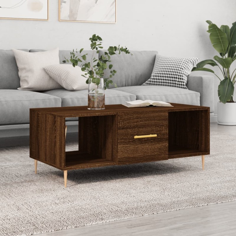 vidaXL Mesa de centro madera contrachapada roble marrón 102x50x40 cm