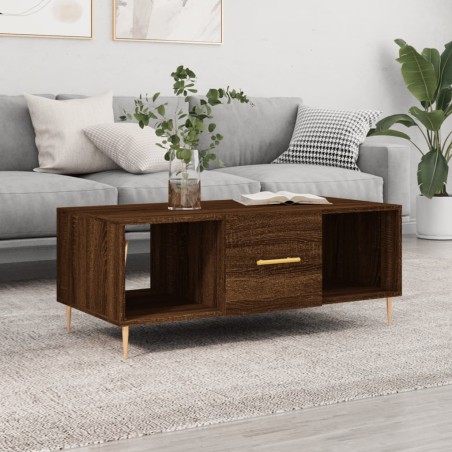 vidaXL Mesa de centro madera contrachapada roble marrón 102x50x40 cm