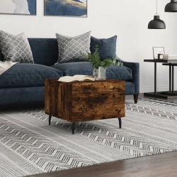 vidaXL Mesa de centro madera contrachapada roble ahumado 50x50x40 cm