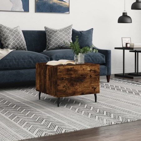 vidaXL Mesa de centro madera contrachapada roble ahumado 50x50x40 cm
