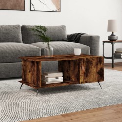 vidaXL Mesa de centro madera contrachapada roble ahumado 90x50x40 cm