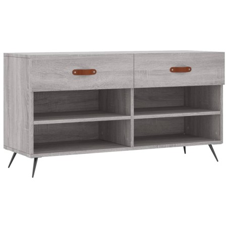 vidaXL Banco zapatero madera de ingeniería gris Sonoma 102x35x55 cm