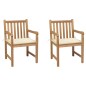 vidaXL Sillas de jardín 2 uds madera maciza de teca con cojines crema vidaXL Sillas de jardín 2 uds madera maciza de teca con cojines crema