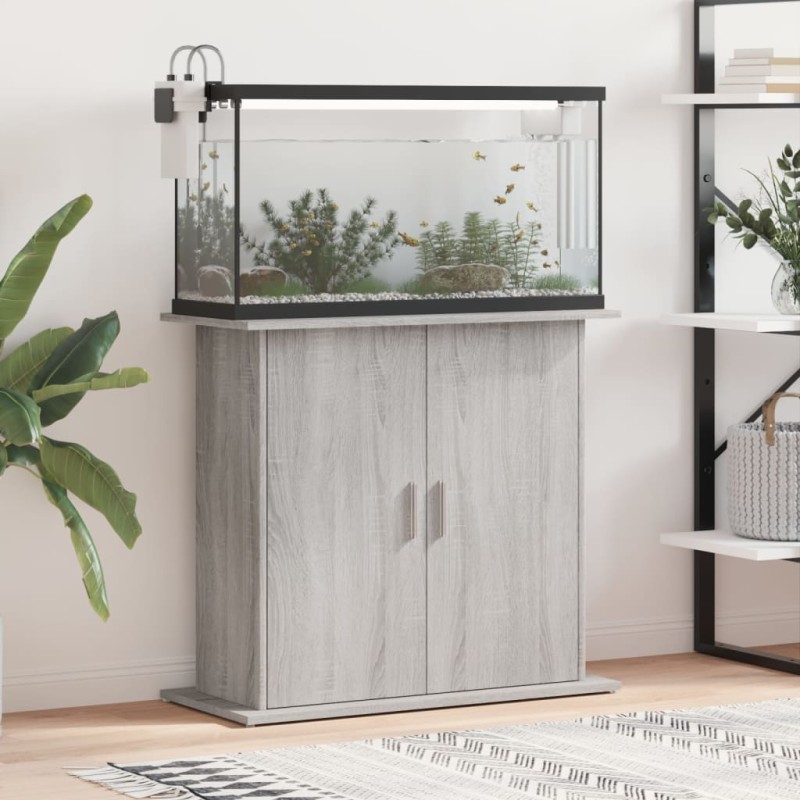 vidaXL Soporte para acuario madera ingeniería gris Sonoma 81x36x73 cm vidaXL Soporte para acuario madera ingeniería gris Sonoma 81x36x73 cm