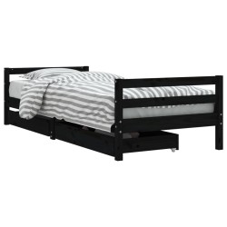 vidaXL Estructura cama infantil y cajones madera pino negro 90x190 cm