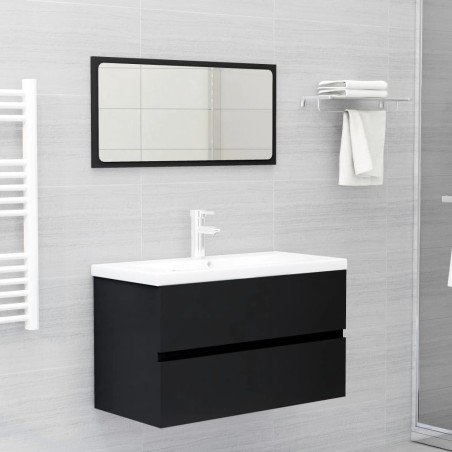 vidaXL Juego de muebles de baño madera de ingeniería negro