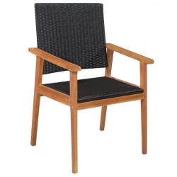 vidaXL Set de comedor de jardín 5 pzas ratán sintético negro y marrón