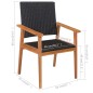 vidaXL Set de comedor de jardín 5 pzas ratán sintético negro y marrón