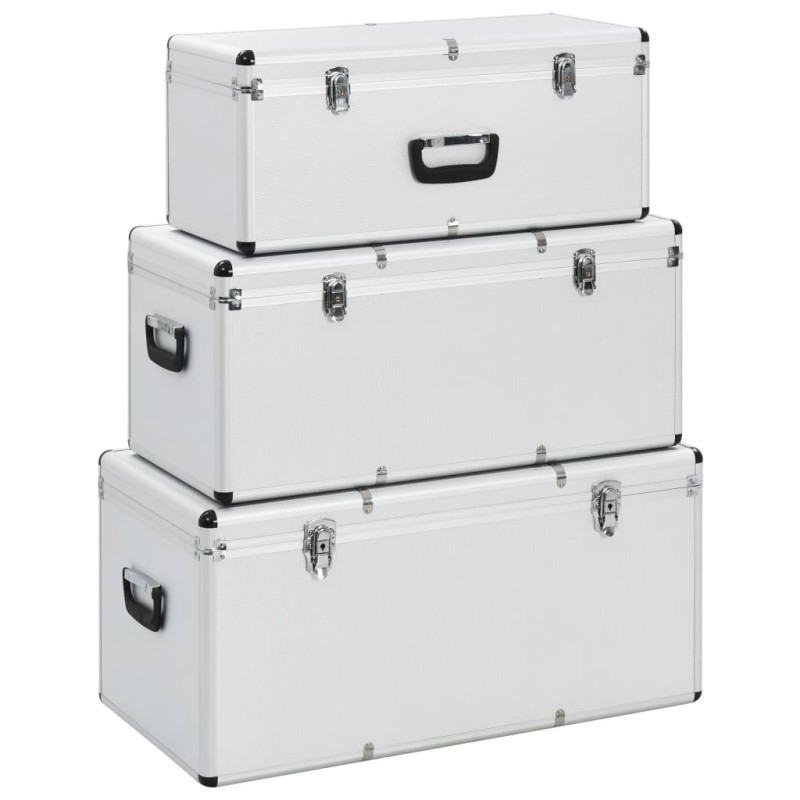 vidaXL Cajas de almacenamiento 3 unidades aluminio plateado vidaXL Cajas de almacenamiento 3 unidades aluminio plateado