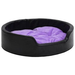vidaXL Cama perros felpa y cuero sintético negro morado 99x89x21 cm