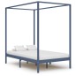 vidaXL Estructura de cama con dosel madera maciza pino gris 140x200 cm