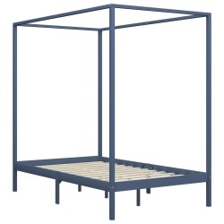 vidaXL Estructura de cama con dosel madera maciza pino gris 140x200 cm