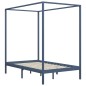 vidaXL Estructura de cama con dosel madera maciza pino gris 140x200 cm