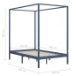 vidaXL Estructura de cama con dosel madera maciza pino gris 140x200 cm