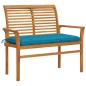 vidaXL Banco de jardín madera maciza de teca y cojín azul claro 112 cm vidaXL Banco de jardín madera maciza de teca y cojín azul claro 112 cm