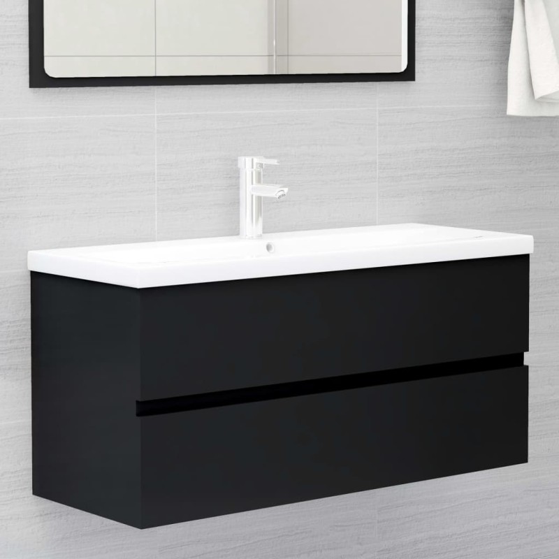 vidaXL Mueble con lavabo madera de ingeniería negro vidaXL Mueble con lavabo madera de ingeniería negro