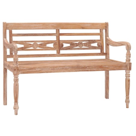 vidaXL Banco Batavia 120 cm blanqueado madera teca maciza
